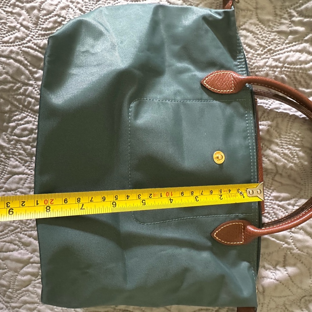 Longchamp Green Mini Bag with Brown Handles
